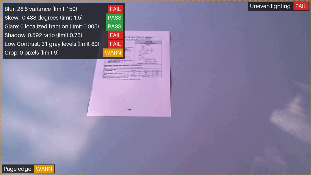 Evidence overlay for the motion-blurred demo frame, verdict RETRY CAPTURE